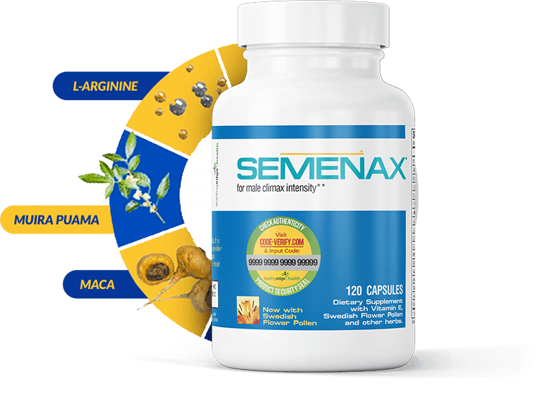 Semenax supplement bottles with package pricing and official purchase options